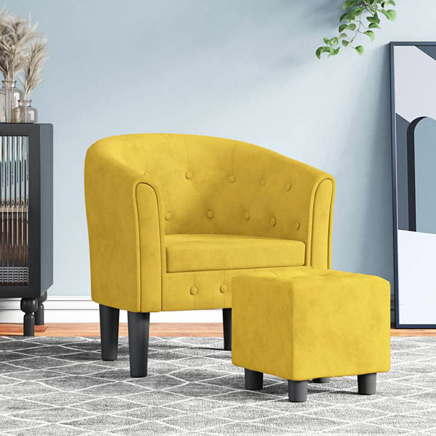 Skandynawski żółty fotel Cypria