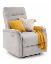 Popielaty wypoczynkowy fotel rozkładany z usb - Rasati w sklepie Edinos.pl