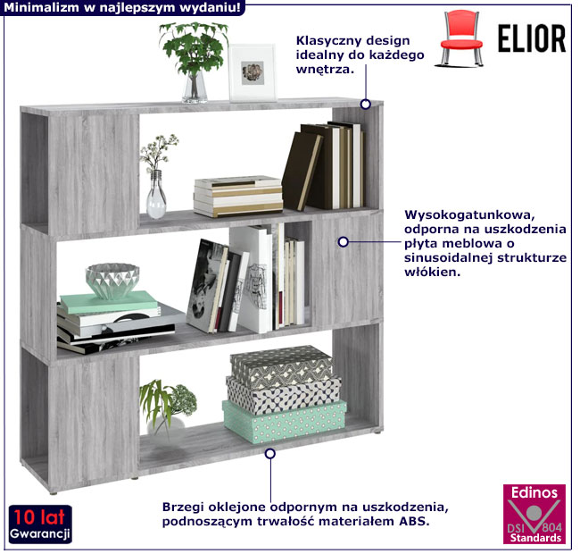 Regał otwarty Efis szary dąb