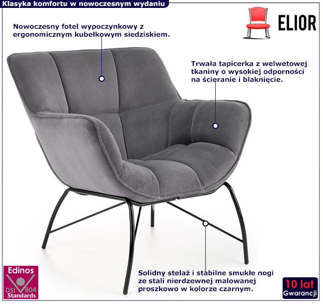 popielaty fotel Voxo