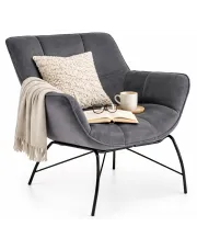 Popielaty welwetowy fotel wypoczynkowy - Voxo w sklepie Edinos.pl