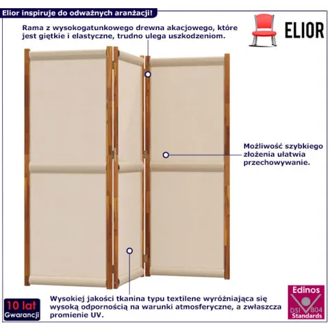 3 panelowy parawan Ektog kolor taupe