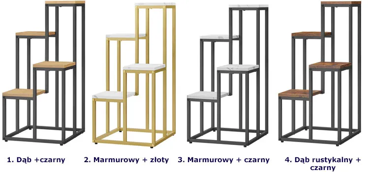Kolory metalowego kwietnika z 4 półkami Agix