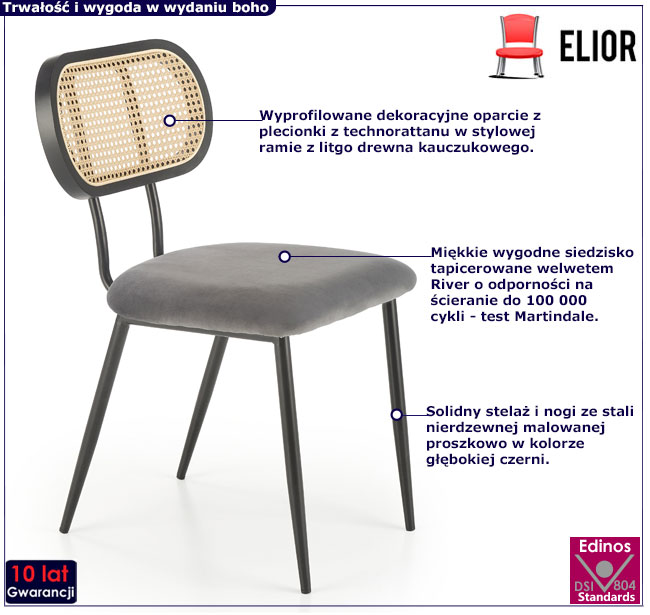 popielate krzesło w stylu boho Varris