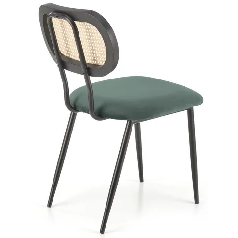 Szczegółowe zdjęcie nr 4 produktu Zielone krzesło z rattanem w stylu boho - Tanges
