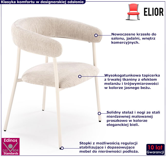 beżowe nowoczesne tapicerowane krzesło Egni