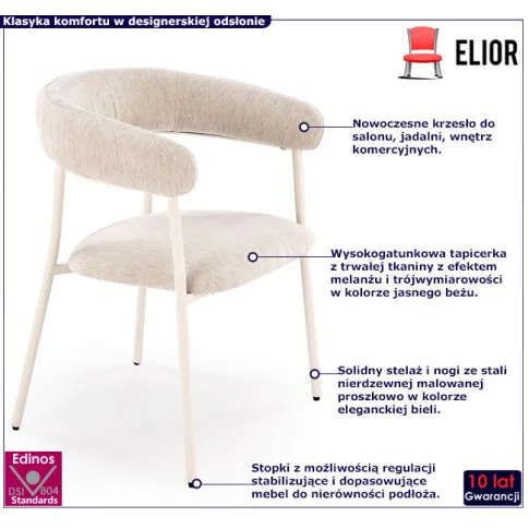 metalowe krzesło beżowe Branco