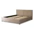 Beżowe łóżko tapicerowane sztruksem Mebo