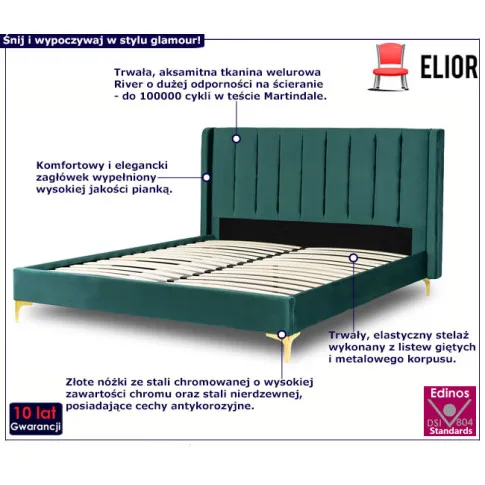 Małżeńskie łózko z zagłówkiem glamour Eblo