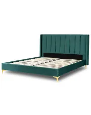 Zielone łóżko małżeńskie glamour z zagłówkiem 160x200 - Cabana w sklepie Edinos.pl