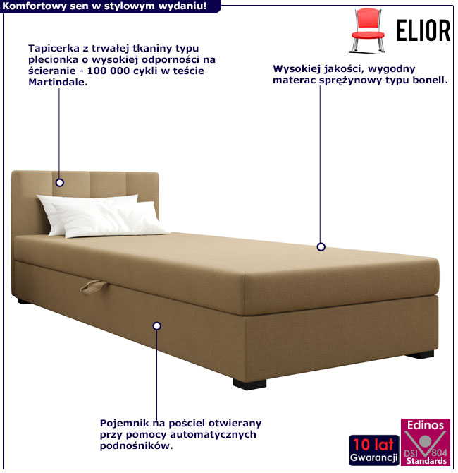 Jasnobrązowy tapczan z zagłówkiem Lesi 3X