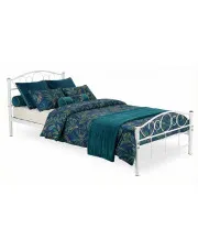 Białe metalowe łóżko pojedyncze 90x200 - Lorix w sklepie Edinos.pl