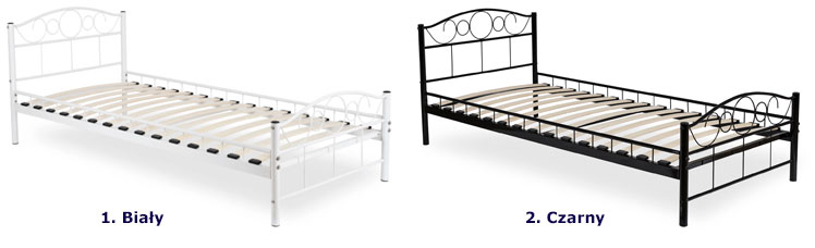 Czarne metalowe łóżko jednoosobowe 90x200 Lorix