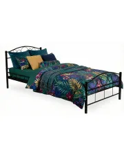 Czarne jednoosobowe metalowe łóżko 90x200 - Lorix w sklepie Edinos.pl