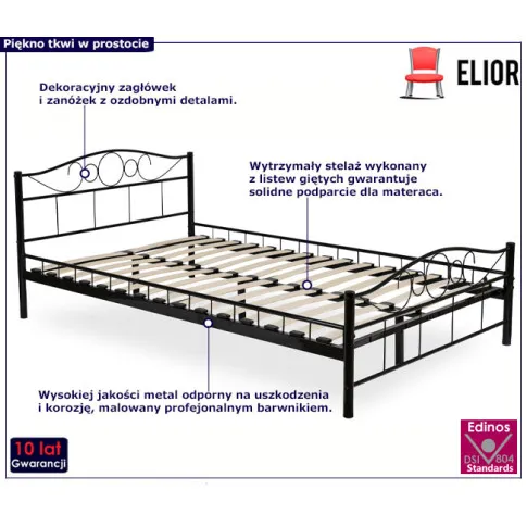 Metalowe łóżko ze stelażem 120x200 Naxo