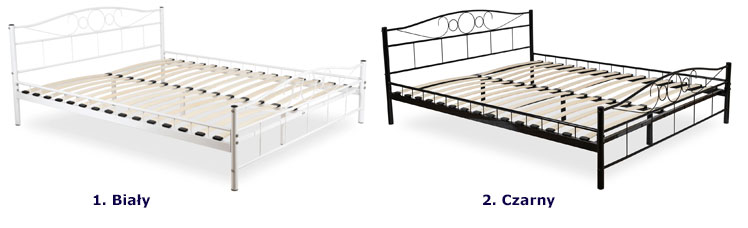 Czarne metalowe łóżko małżeńskie 160x200 Naxo