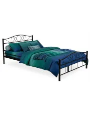 Czarne metalowe łóżko podwójne 160x200 - Lorix w sklepie Edinos.pl