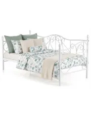 Białe pojedyncze romantyczne łóżko metalowe 90x200 - Kago w sklepie Edinos.pl