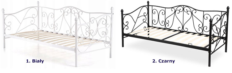 Białe metalowe łóżko jednoosobowe 90x200 Kago