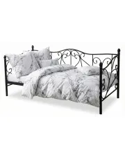 Czarne metalowe zdobione łóżko jednoosobowe 90x200 - Kago w sklepie Edinos.pl