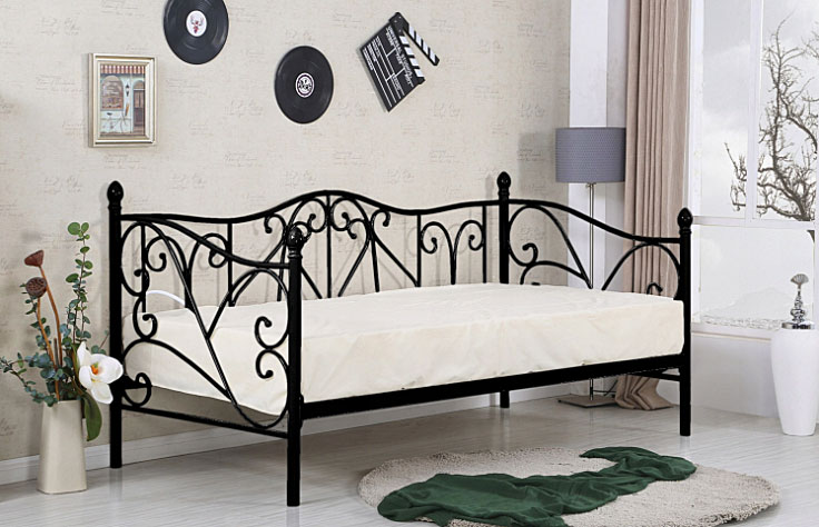czarne pojedyncze metalowe łóżko 90x200 Kago
