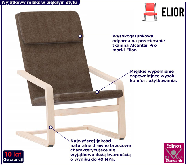 Brązowy tapicerowany fotel Conga