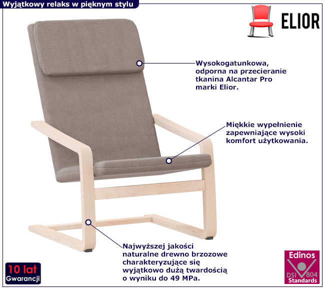 Tapicerowany fotel wypoczynkowy w kolorze taupe Conga