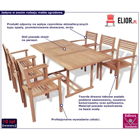 Zestaw drewnianych mebli ogrodowych Malion infografika