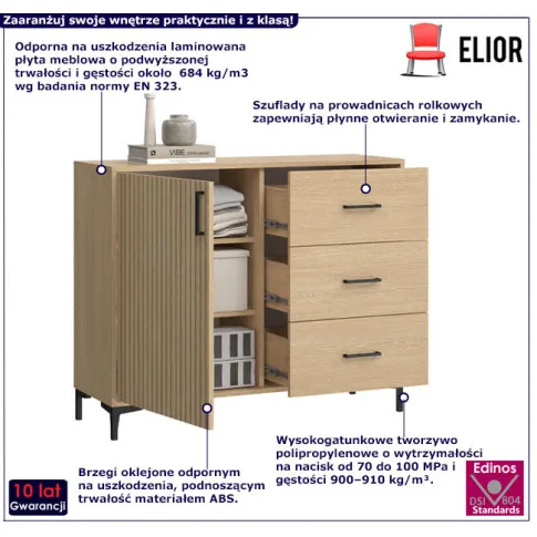 Lamelowa komoda na nóżkach Vatori 3X