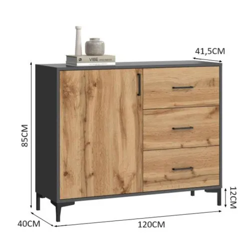 Szczegółowe wymiary komody Vatori 3X