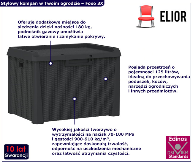 skrzynia antracytowa otwierana Omer 3X