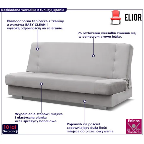 Jasnoszara wersalka tapicerowana Riverxo