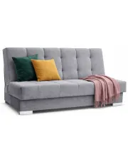 Jasnoszara dwuosobowa wersalka pikowana na sprężynach - Titi w sklepie Edinos.pl