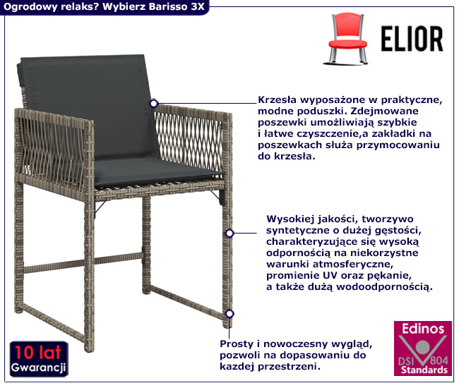 nowoczesne krzesła ogrodowe Baltica 3X