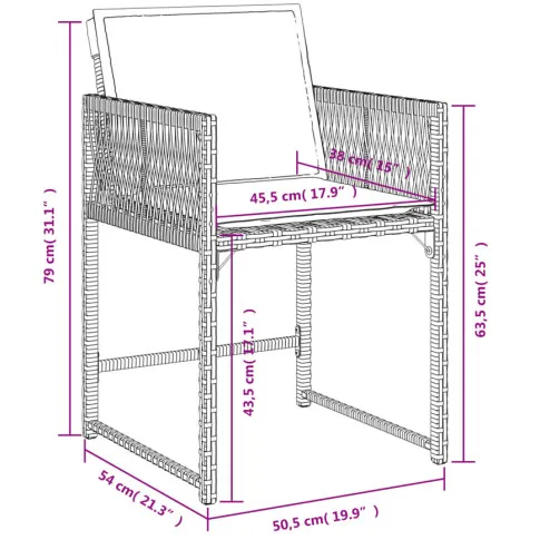 wymiary krzeseł ogrodowych Barisso 3X szare