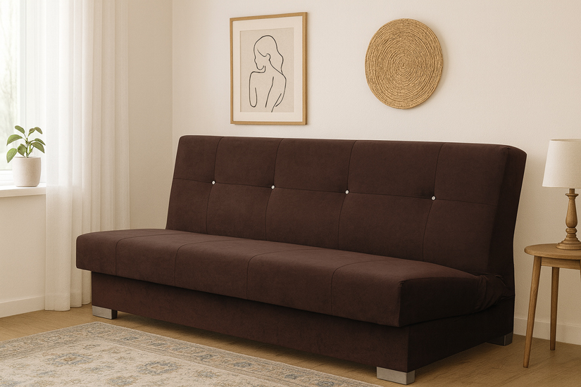 Ciemnobrązowa rozkładana wersalka dwuosobowa - Koflox