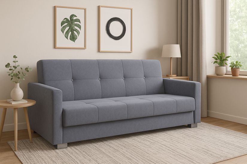 nowoczesna sofa do salonuw  kolorze szarym