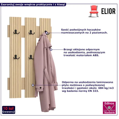 Wieszak na ścianę na kurtki Vatori 8X