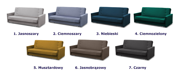 Dostępne kolory wersalki Parella