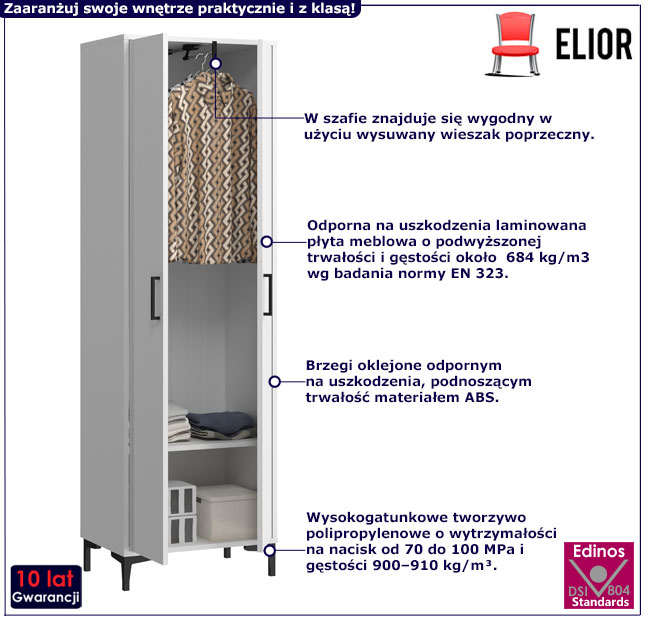 Biała wysoka szafa dwudrzwiowa do przedpokoju Erlos 9X