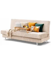 Beżowa tapicerowana wersalka sztruksowa z funkcją spania - Flara w sklepie Edinos.pl