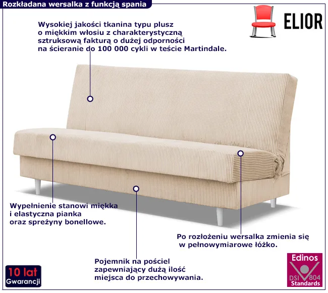 Wersalka w kolorze jasnoszarym Flara