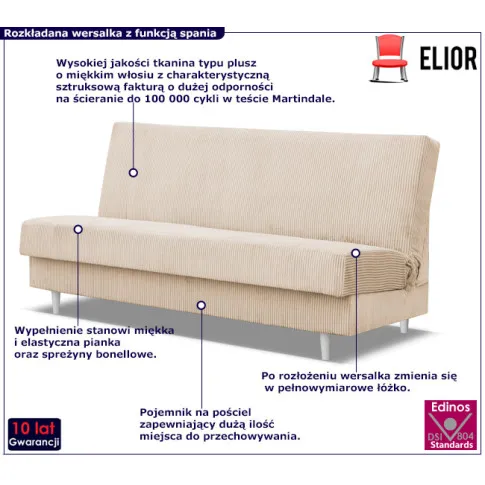 Beżowa sztruksowa wersalka Omnela