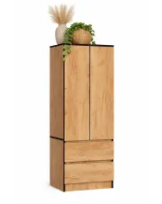Dwudrzwiowa szafa z szufladami dąb craft - Deris 3X w sklepie Edinos.pl