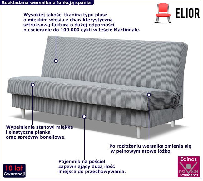 Wersalka w kolorze jasnoszarym Flara