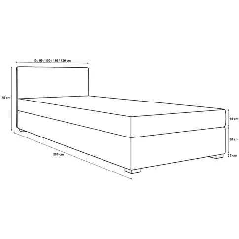 Wymiary czarnego tapczanu z zagłówkiem Eziena