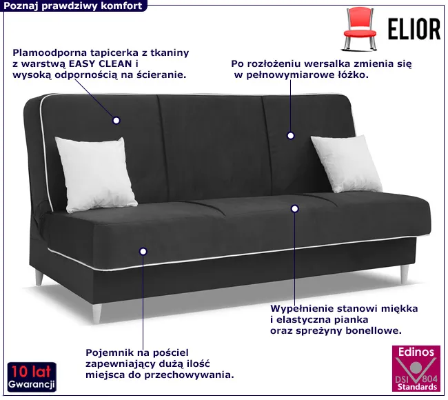 Wersalka w kolorze jasnoszarym Emiks