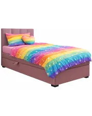 Różowe pojedyncze łóżko z zagłówkiem 120x195 cm - Lesi 7X w sklepie Edinos.pl