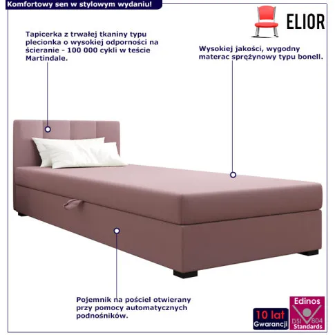 Różowy tapczan z pojemnikiem 120x195 Eziena 7X