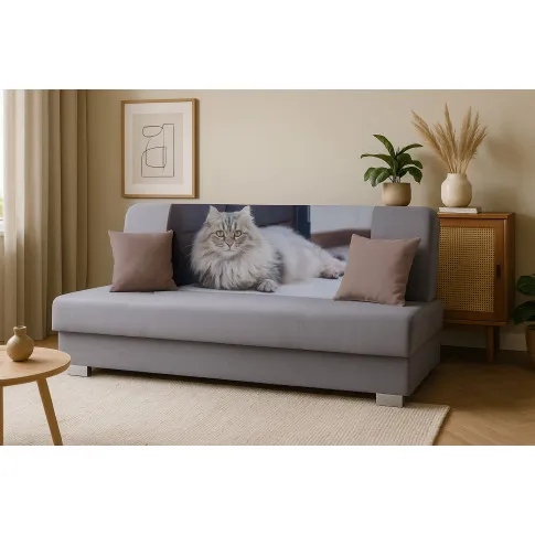 Szara wersalka rozkładana z kotem   Piovia 4X